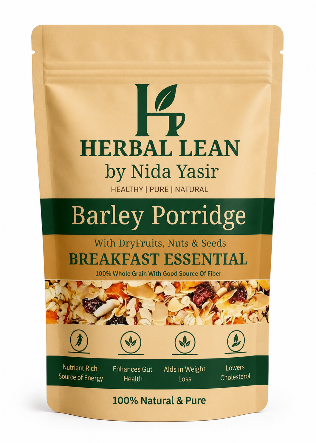 Premium Roasted Barley With Nuts Seeds and Dry fruits | Healthy Breakfast Mix | High Fiber, Protein-Rich Energy & Immunity Support | 500g