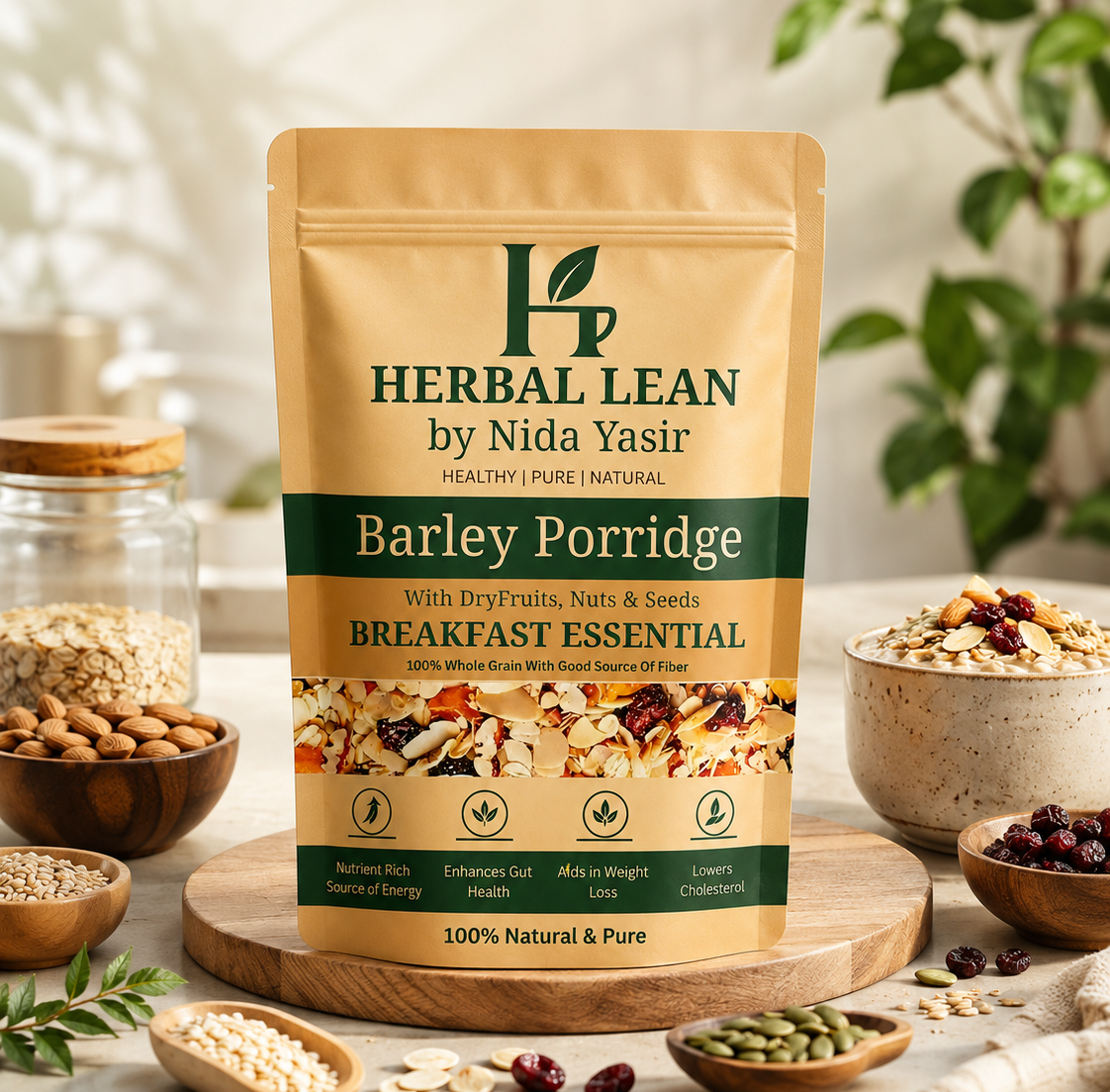 Premium Roasted Barley With Nuts Seeds and Dry fruits | Healthy Breakfast Mix | High Fiber, Protein-Rich Energy & Immunity Support | 500g - Image 3