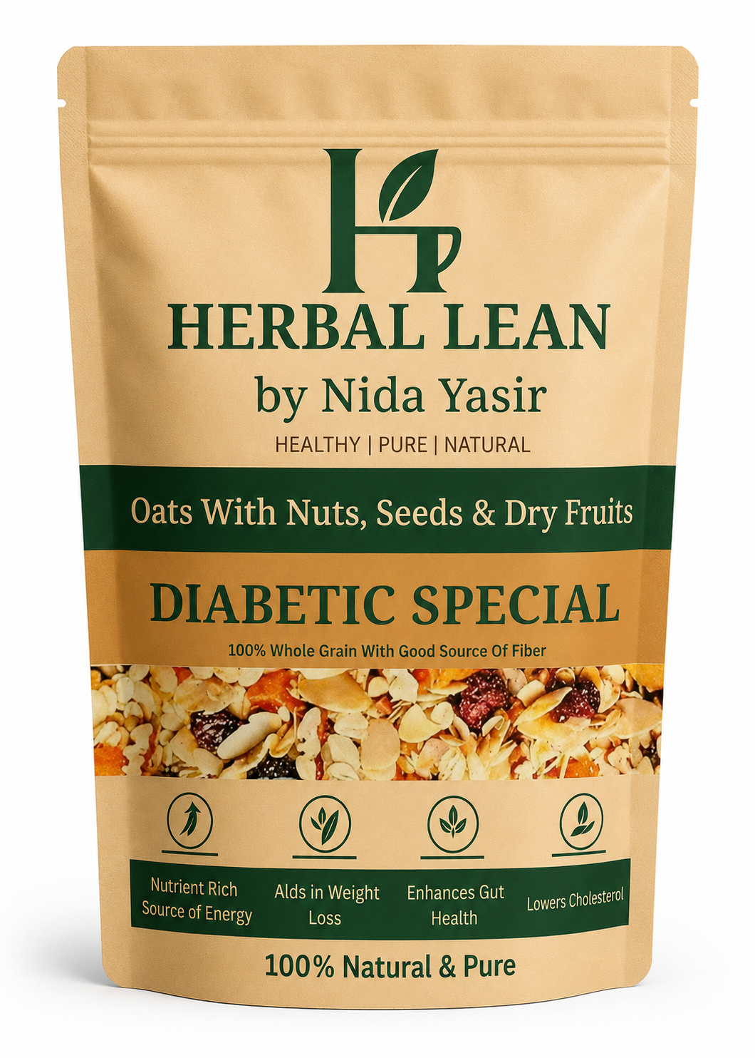 Premium Oats With Nuts Seeds & Dry Fruits | High Fiber Breakfast Mix | Diabetic Special 500 g.