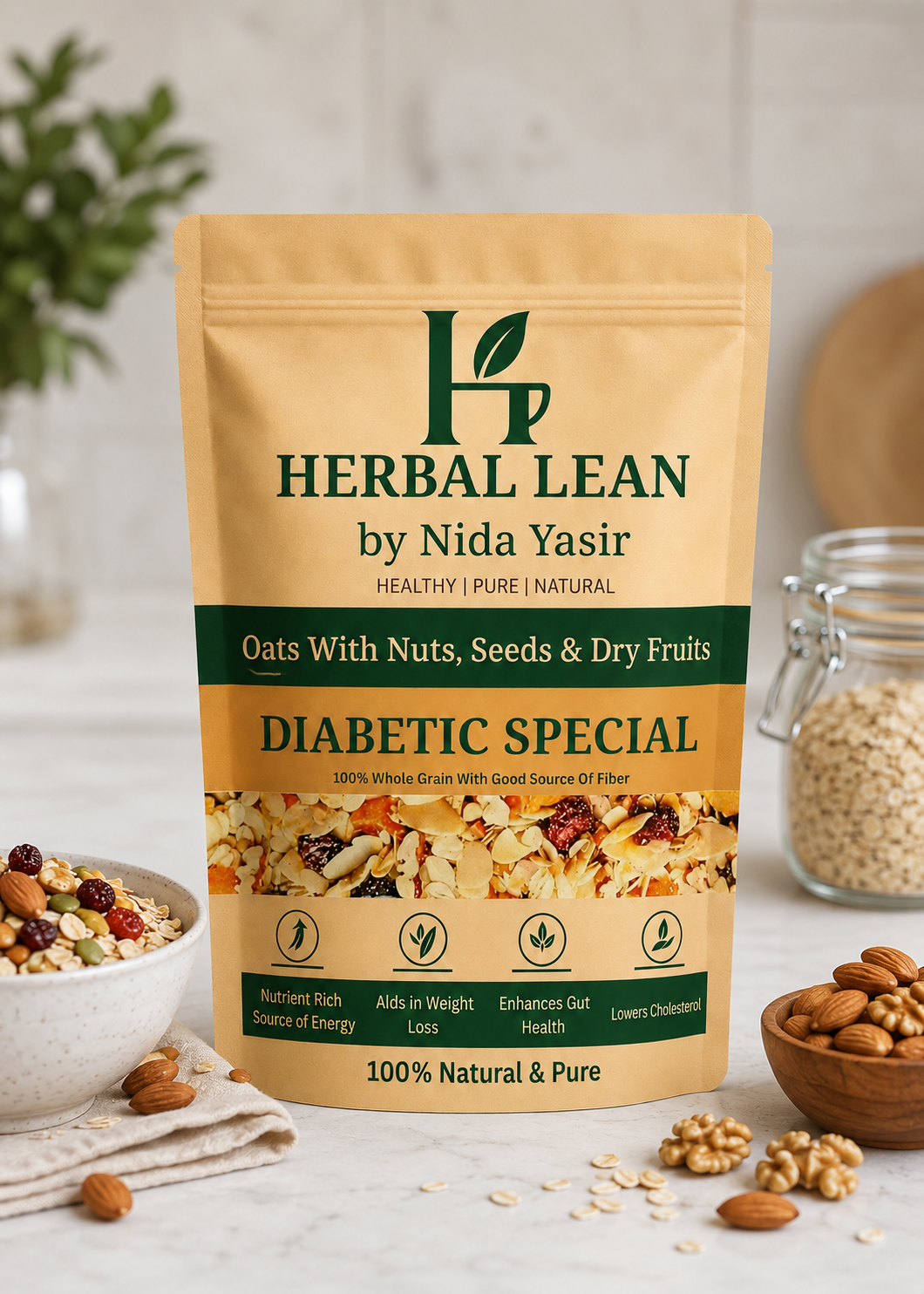 Premium Oats With Nuts Seeds & Dry Fruits | High Fiber Breakfast Mix | Diabetic Special 500 g. - Image 4