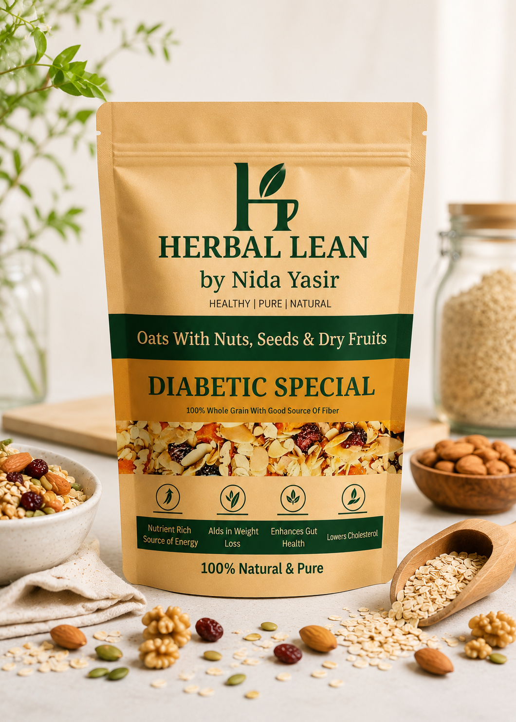Premium Oats With Nuts Seeds & Dry Fruits | High Fiber Breakfast Mix | Diabetic Special 500 g. - Image 3